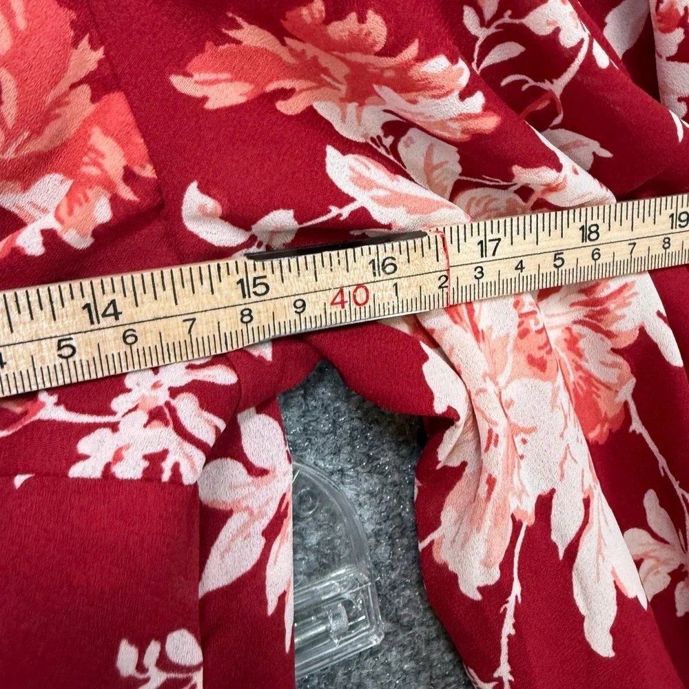 Abercrombie &‎ Fitch 2 Piece Set Women XSP Red Floral Midi Skirt Crop Top Boho